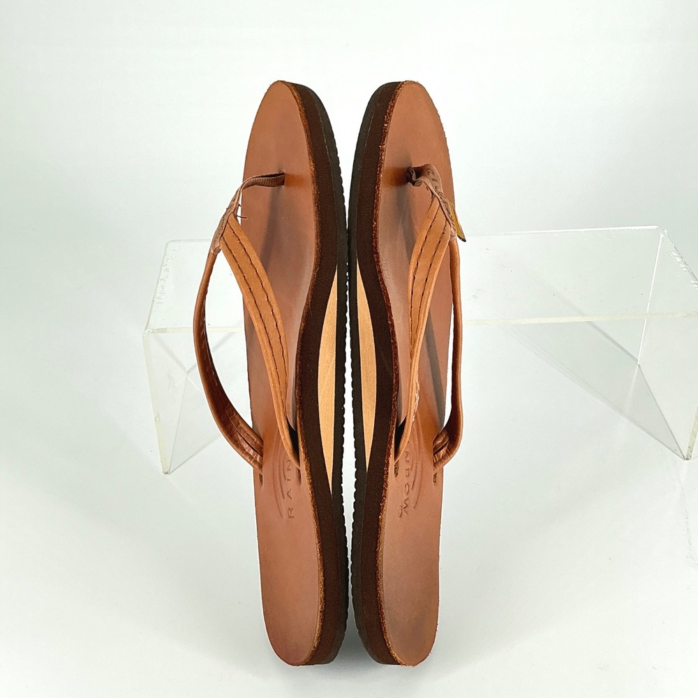 Rainbow Womens Size 9.5 Single Layer Narrow Strap Leather Flip Flop Sandal Thong - Picture 10 of 14
